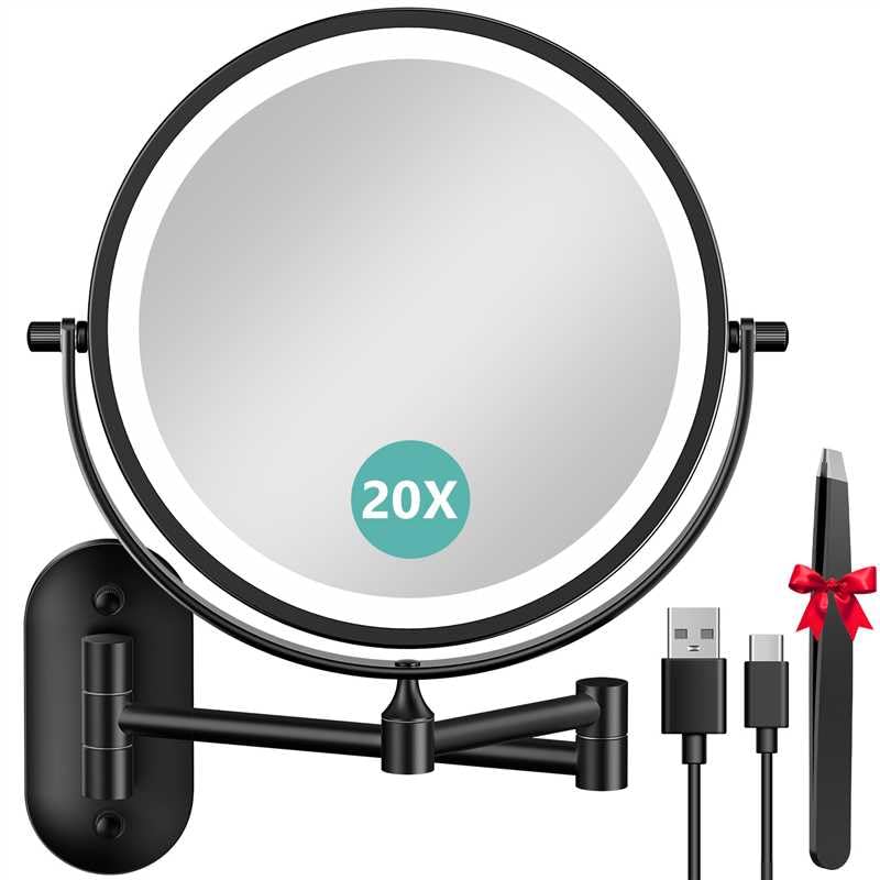 Auxmir 1x/20x double-sided makeup mirror 8-inch for precise makeup application