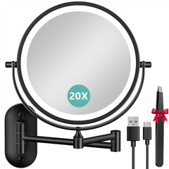 Auxmir 1x/20x double-sided makeup mirror 8-inch for precise makeup application