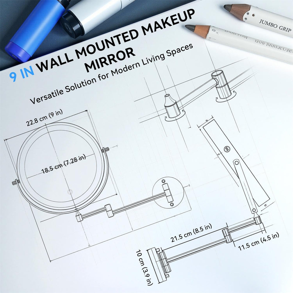 Auxmir double-sided mirror with 1X/30X magnification for precise detailing.