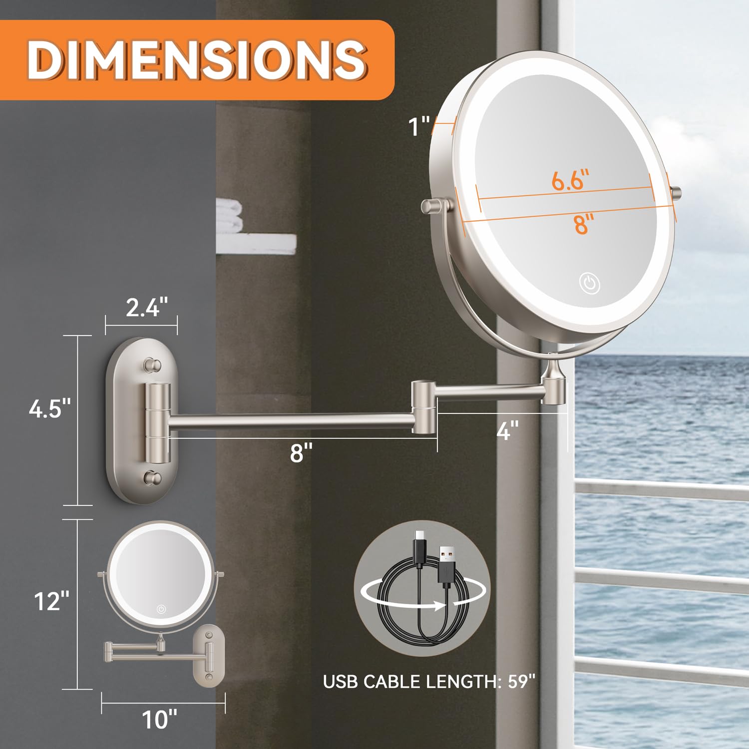 Auxmir 30x magnifying side closeup highlights precise grooming tasks like brows and eyeliner.