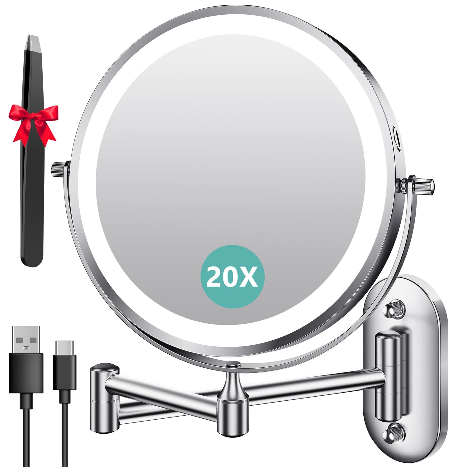 Auxmir 8-inch lighted makeup mirror offering bright, even illumination for daily grooming