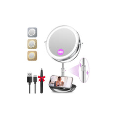 Auxmir 9inch makeup mirror shows 1x and 30x sides for everyday and close-up tasks