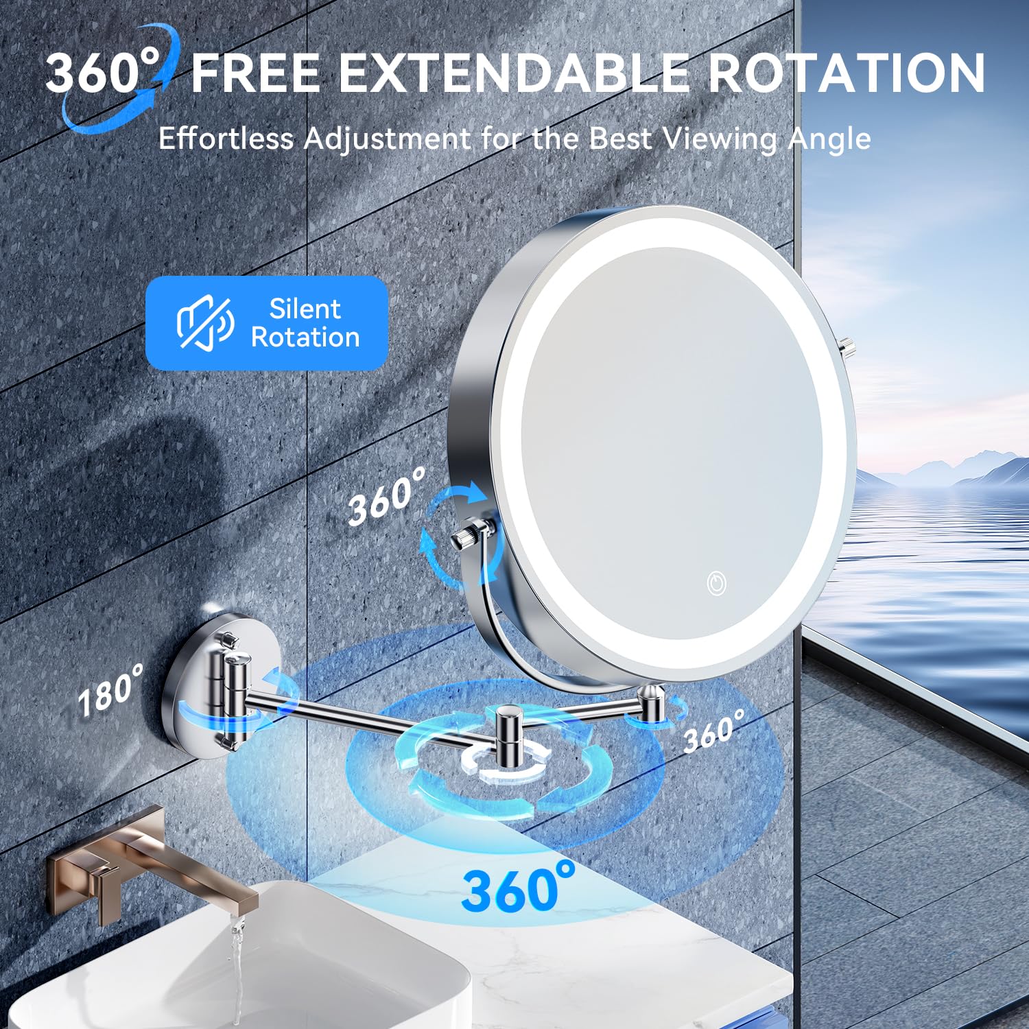 Auxmir foldable arm keeps vanity compact when not in use