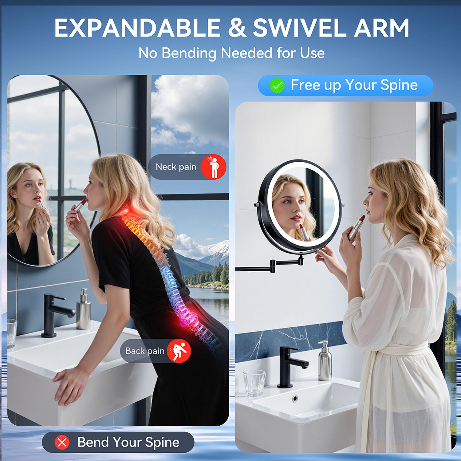 Auxmir foldable wall mount design saves counter space and stays tidy.