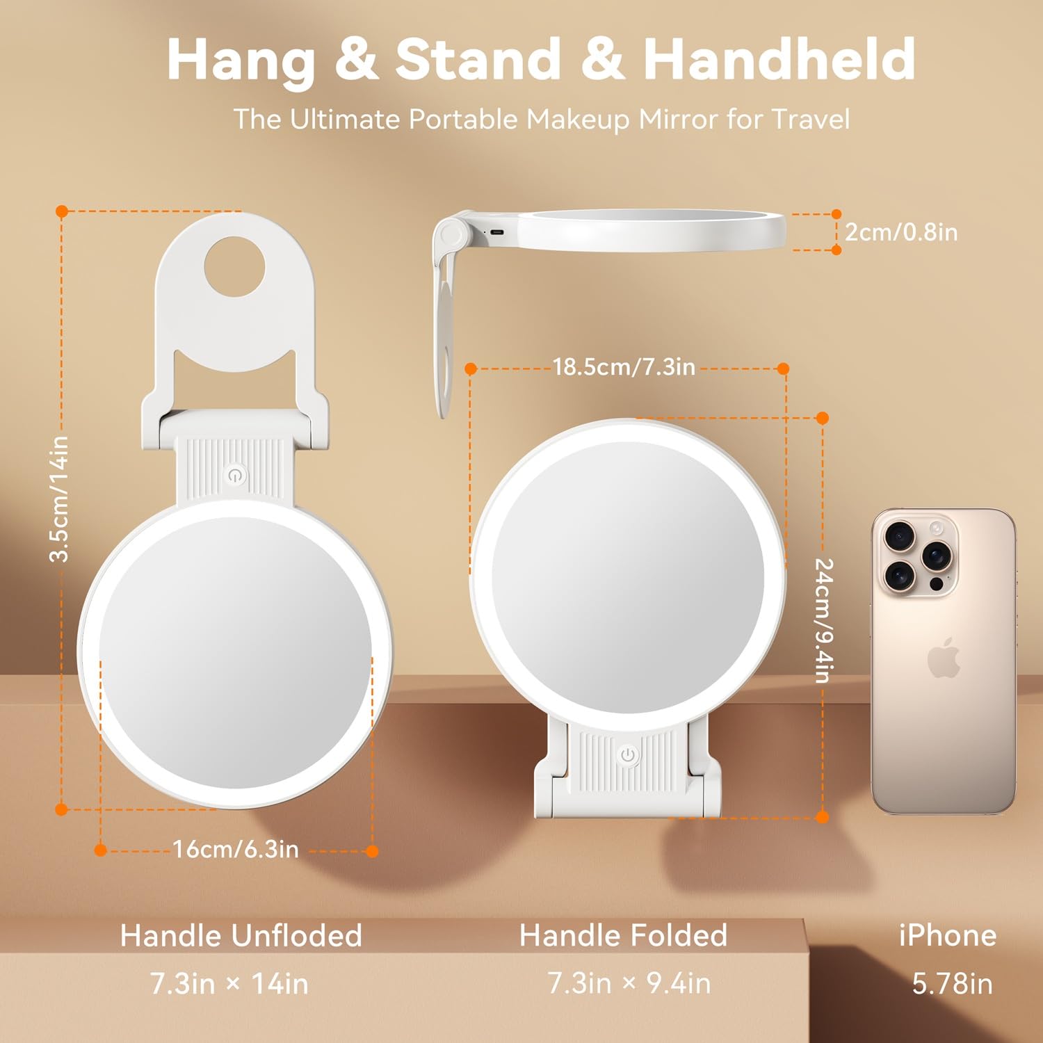 Auxmir lighted mirror with three color modes for perfect lighting