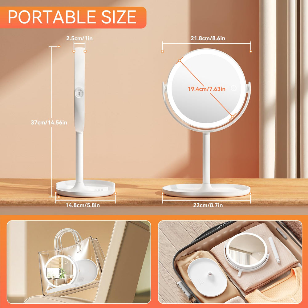 Auxmir makeup mirror with 64 LEDs provides adjustable color temperatures for natural lighting.