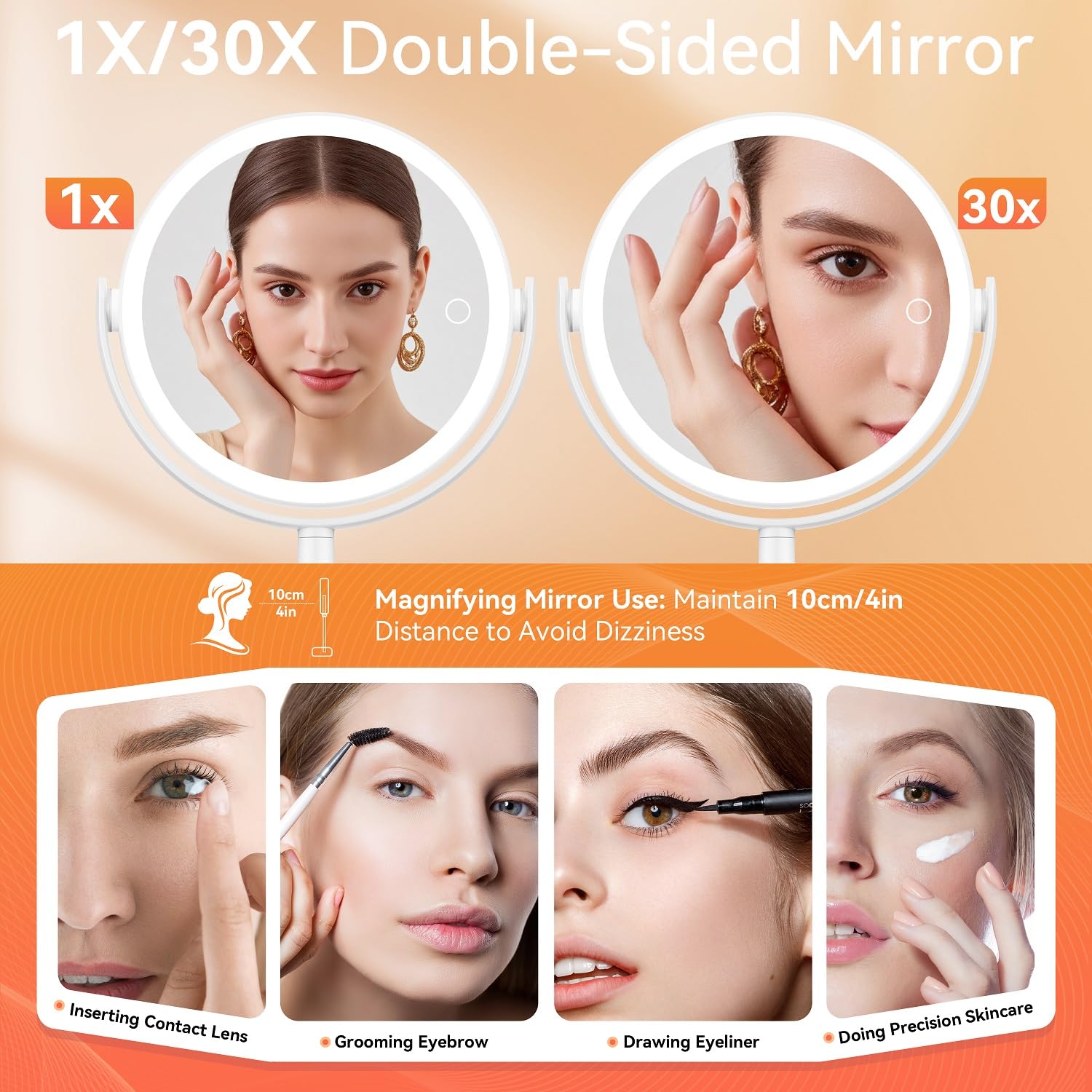Auxmir rechargeable mirror with USB-C charges quickly for daily use.