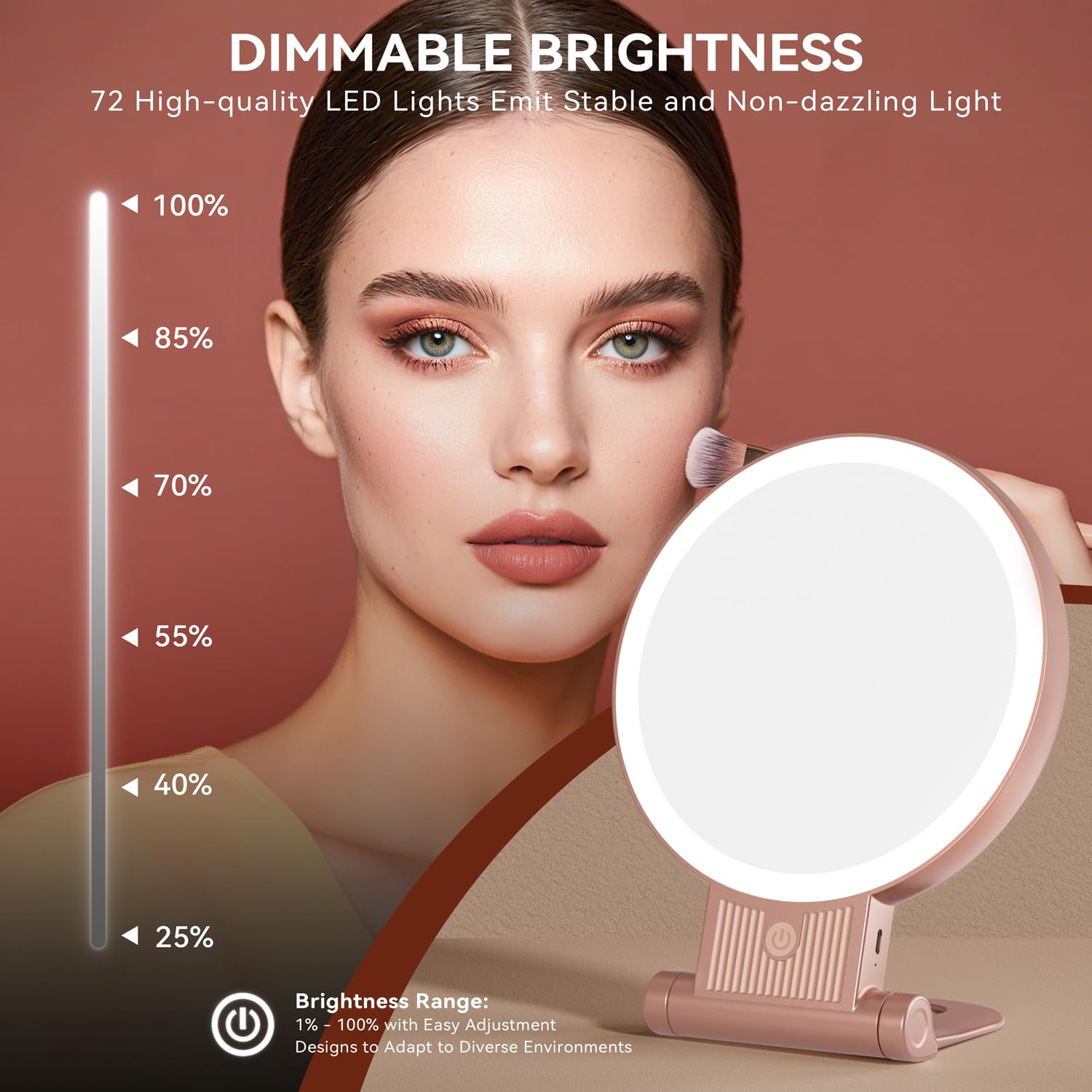 Auxmir portable mirror suitable for tabletop, hand, wall, or hanging use