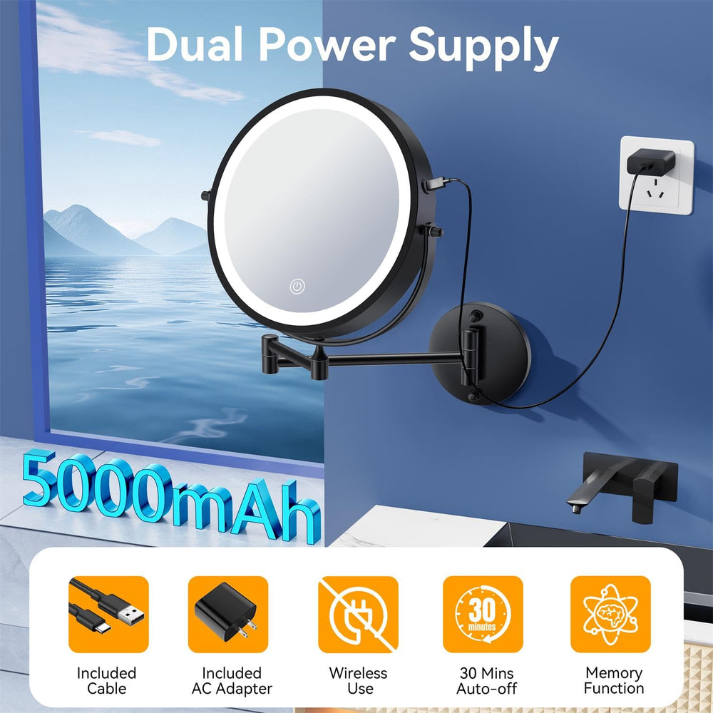 Auxmir mirror includes USB-C charger for effortless power on the go.