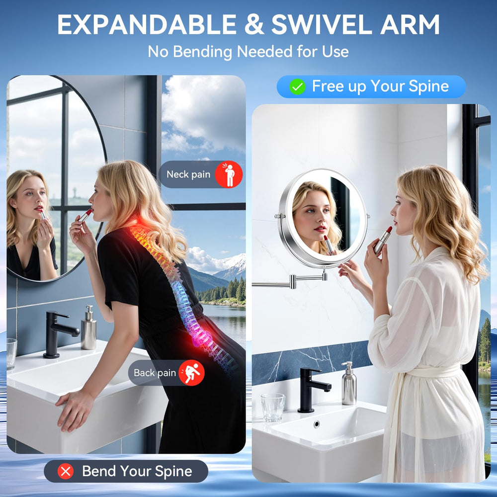 Auxmir wall-mount with foldable arm saves counter space in small bathrooms.