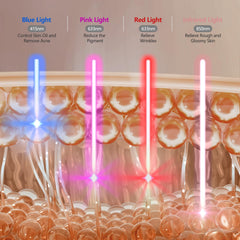 Auxoliev LED mask red-light therapy panel highlighting wrinkle-focused treatment idea.