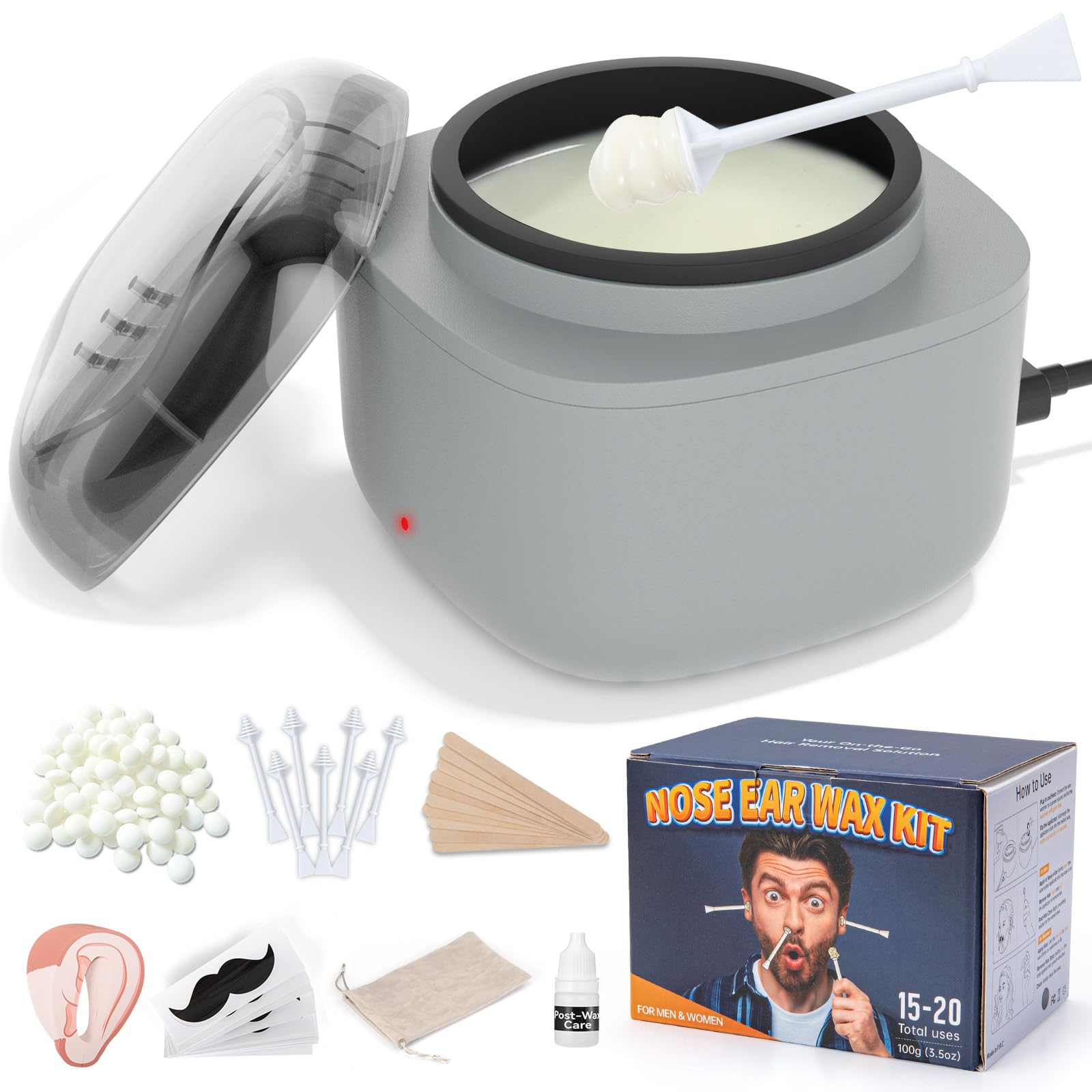 AUZEAL Nose Wax Kit heat indicator shows when wax is ready for comfortable grooming.