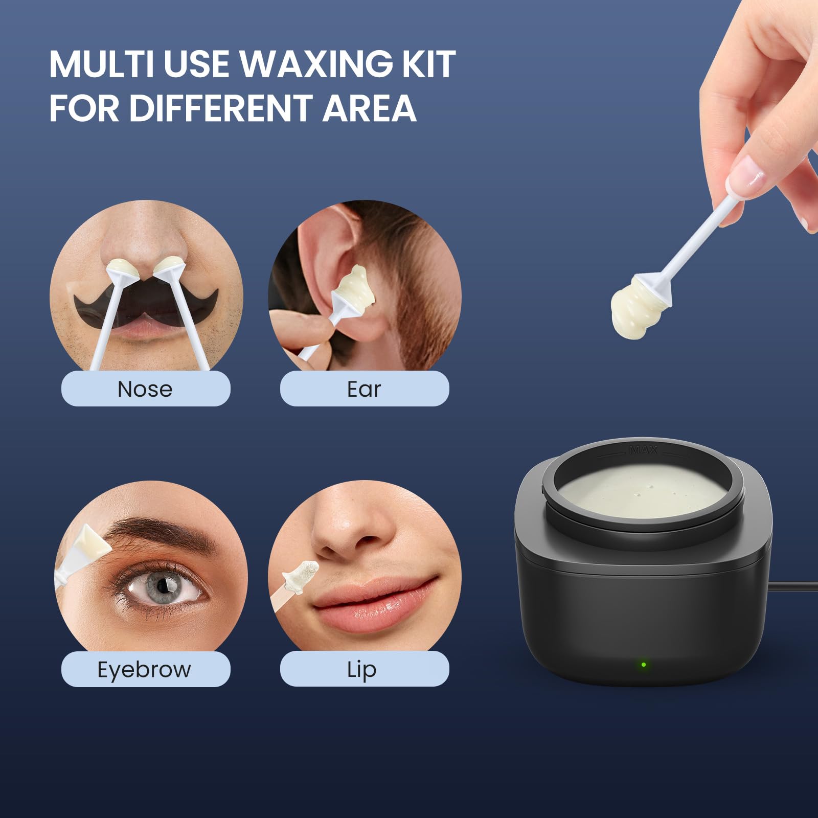 AUZEAL nose wax kit silicone base for easy cleaning