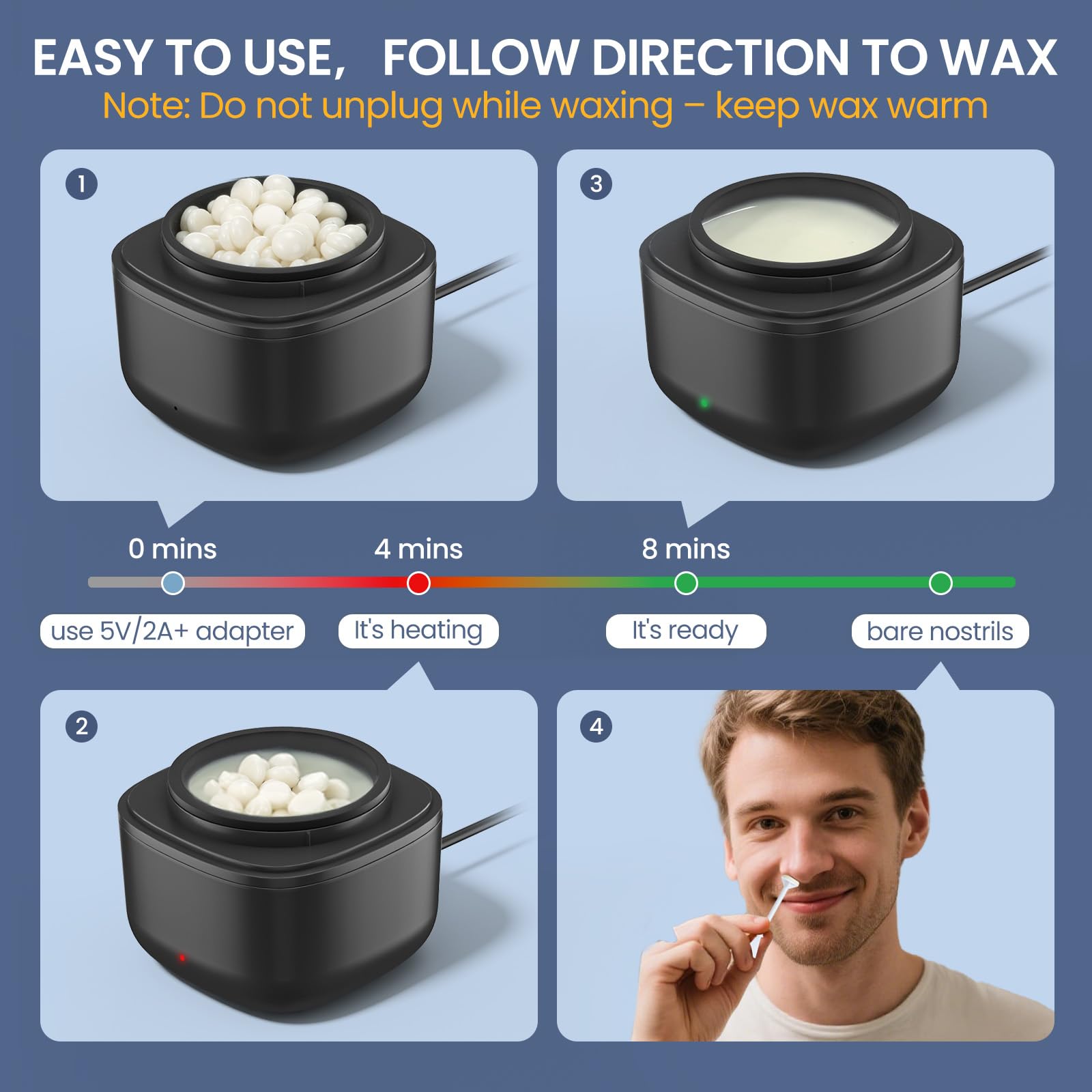 AUZEAL nose wax kit Type-C fast heat for quick melt