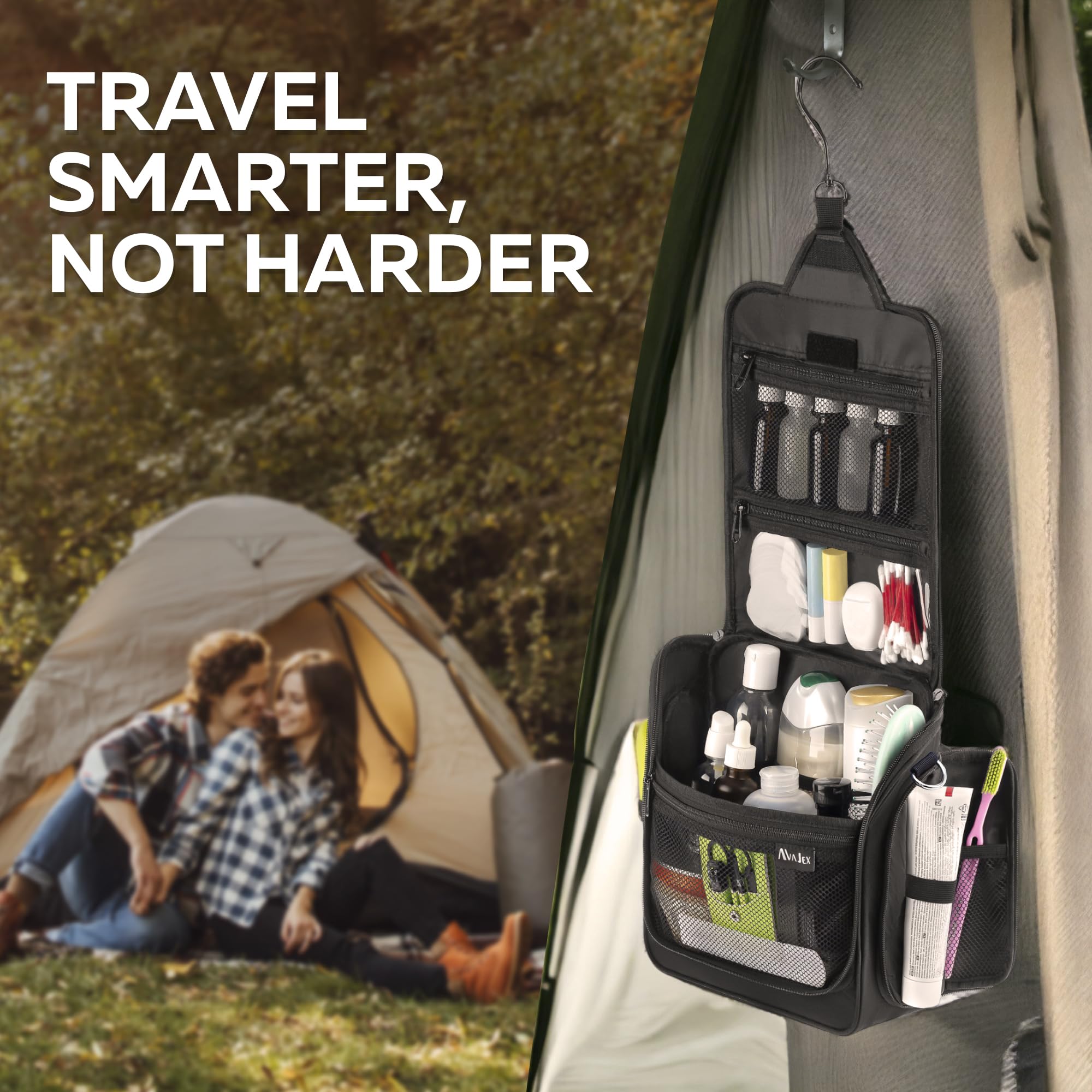 AvaJex travel-bag-in-use-hotel-counter demonstrates ready-to-pack convenience at hotels or trips.