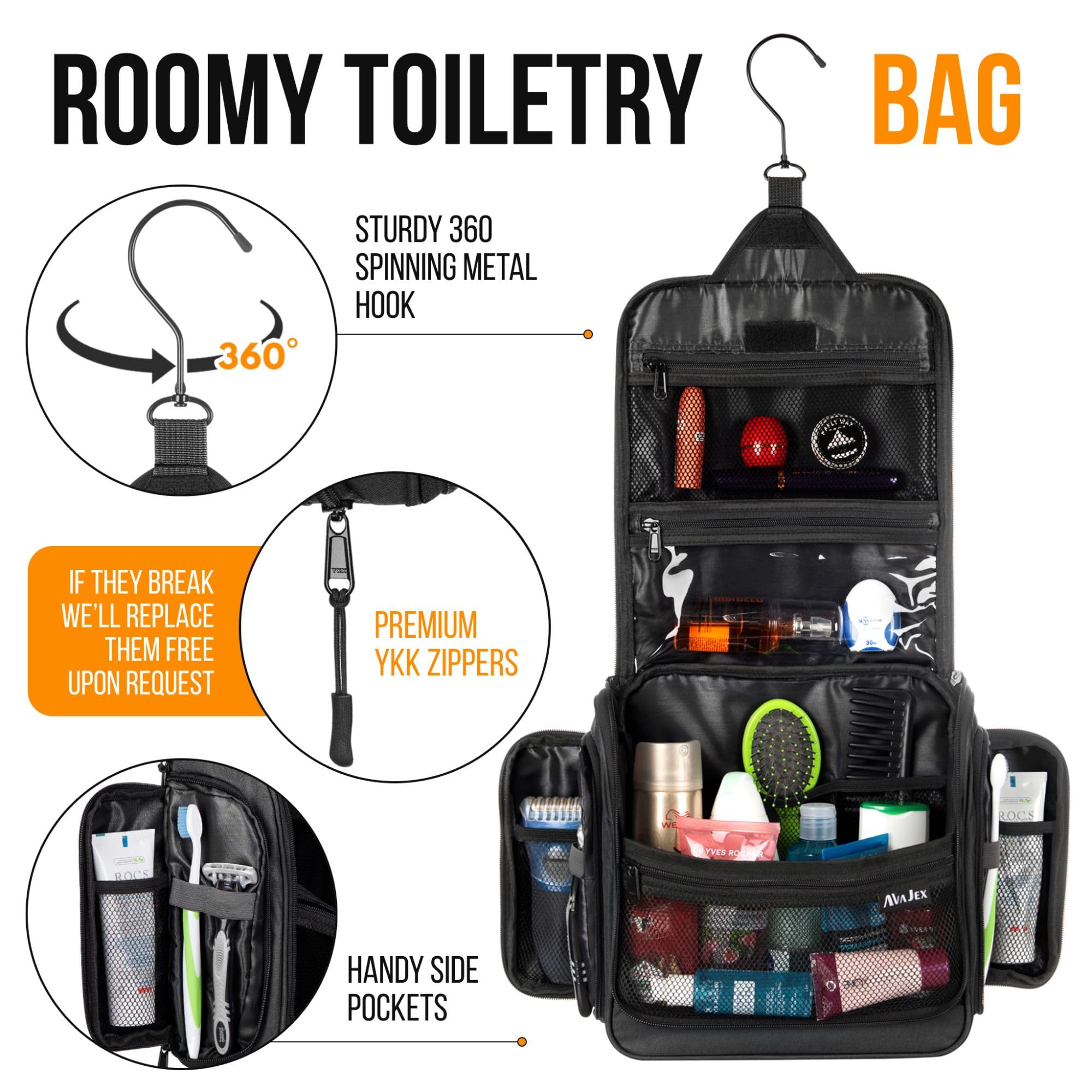 AvaJex bag featuring double-stitched handle for sturdy handling.