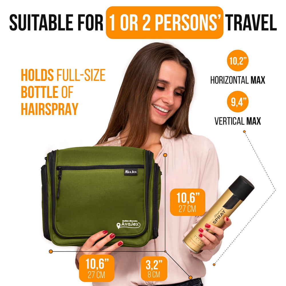 AvaJex bag with metal XXL hook for secure hanging in bathrooms.