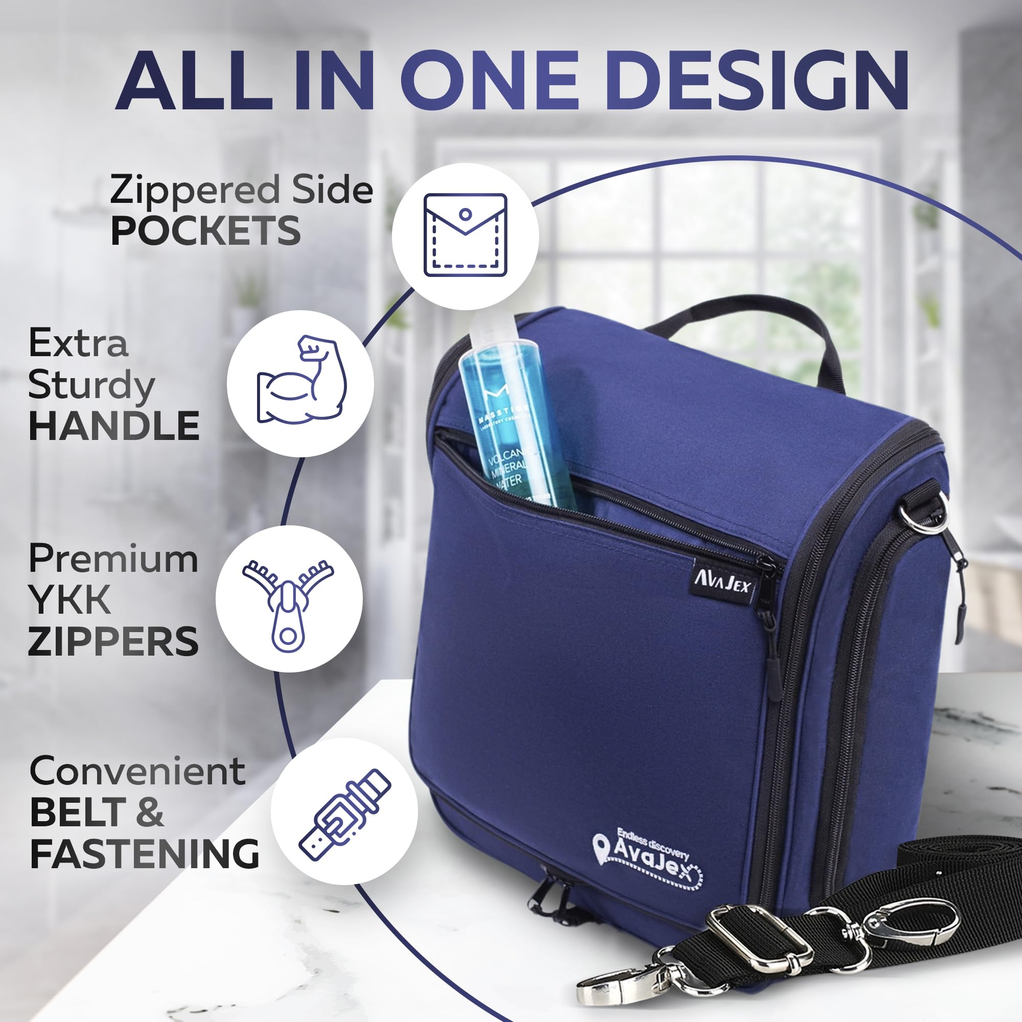 AvaJex waterproof inner lining close-up prevents leaks during travel