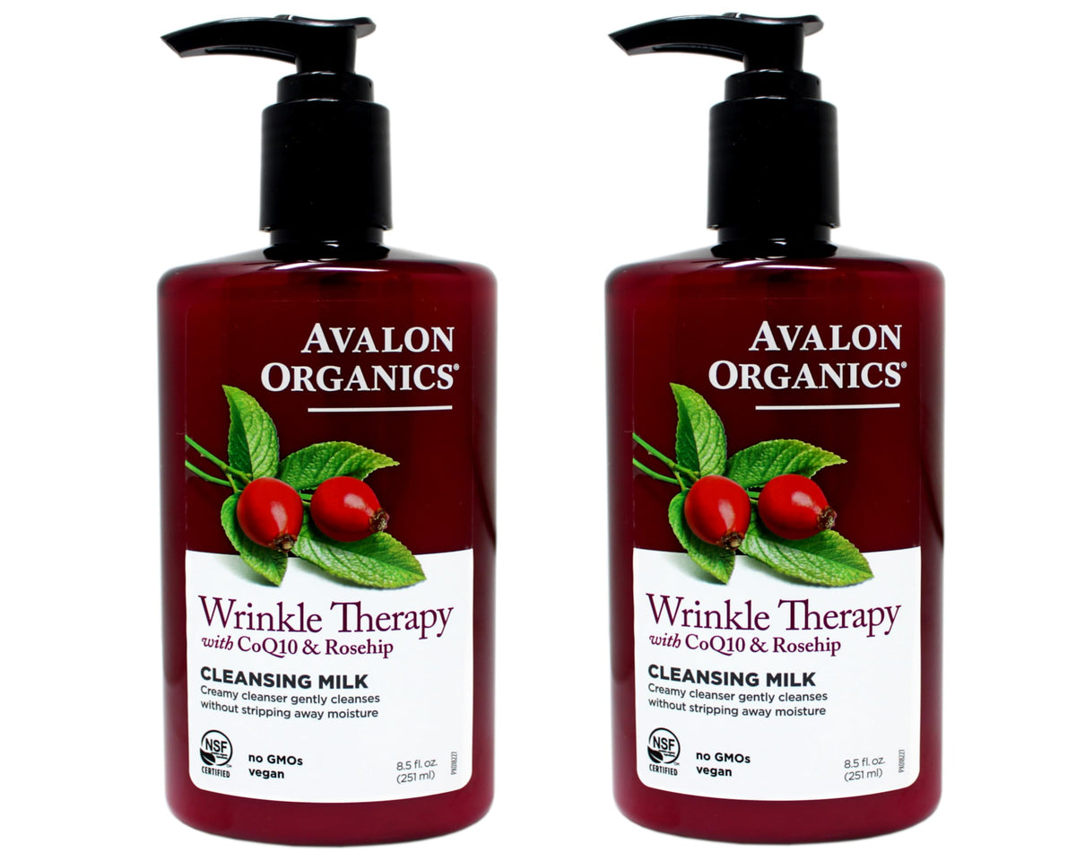 Avalon Organics CoQ10 Cleansing Milk bottle for gentle daily cleansing and hydration.