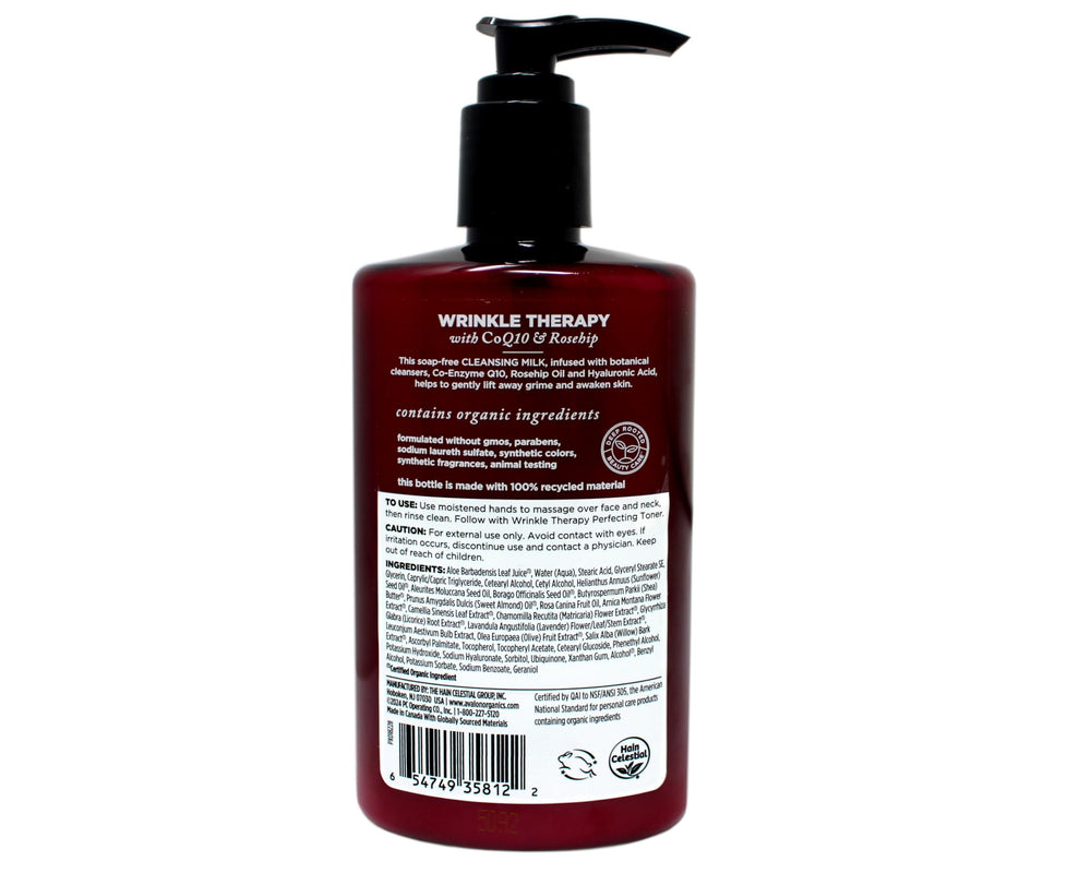Avalon Organics CoQ10 Cleansing Milk creamy texture close-up suggests a gentle cleanse.