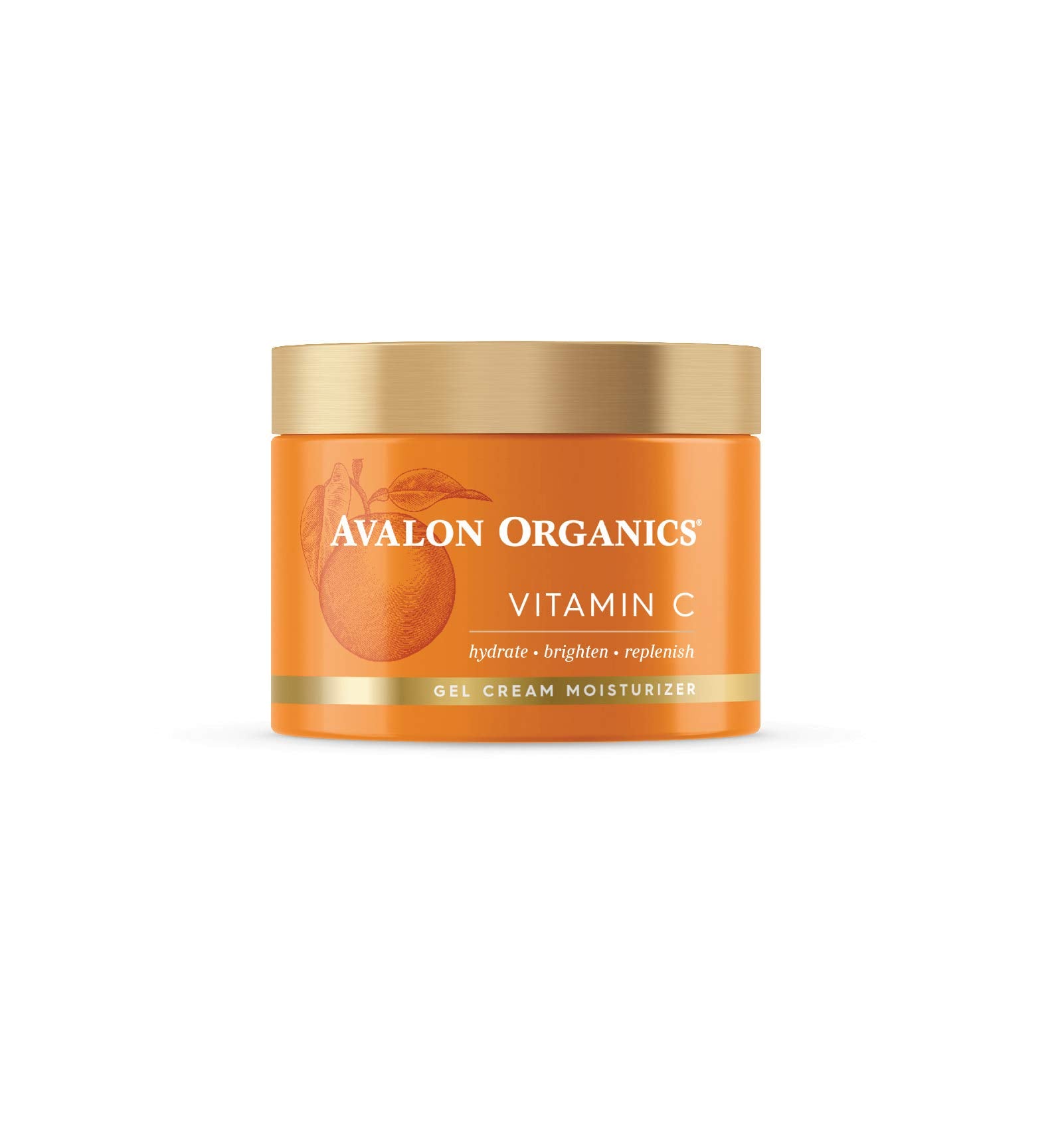 Avalon Organics Vitamin C gel cream jar closeup for hydration and radiant glow.