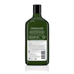Avalon Organics Lavender Shampoo label closeup with organic and vegan certification details.