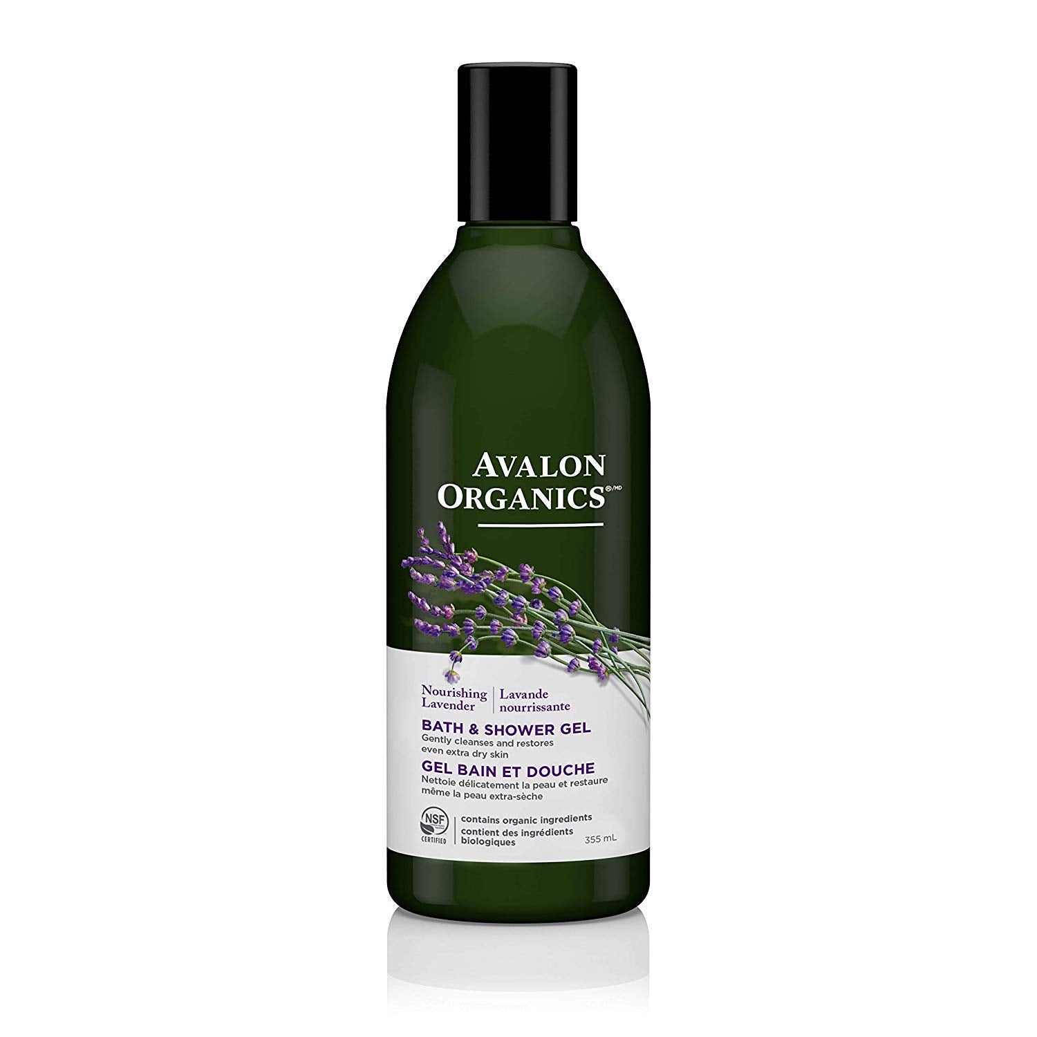 Avalon Organics Nourishing Lavender bottle showing plant-based cleanser for extra-dry skin.