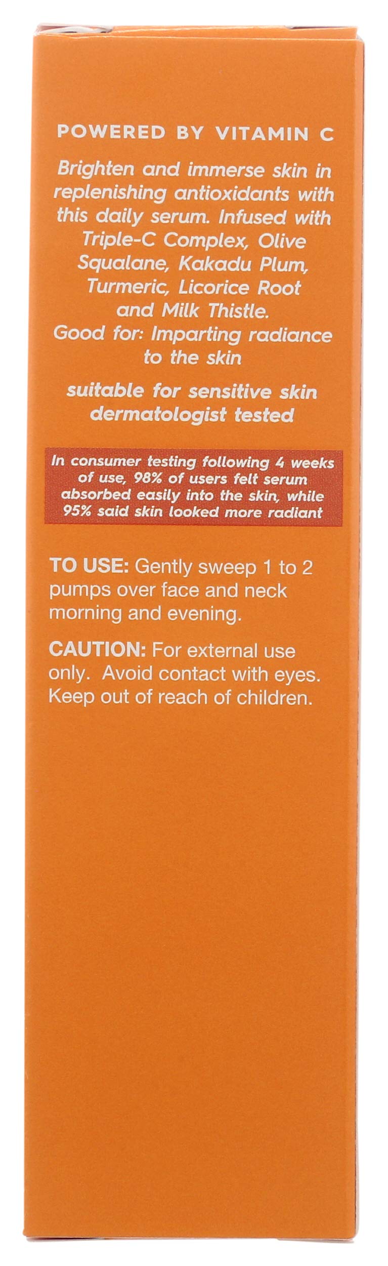 Avalon Organics Radiance Serum packaging with leaves emphasizes organic formula.