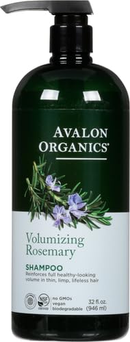 Avalon Organics Rosemary Shampoo pour illustrates easy application and refreshing scalp cleanse