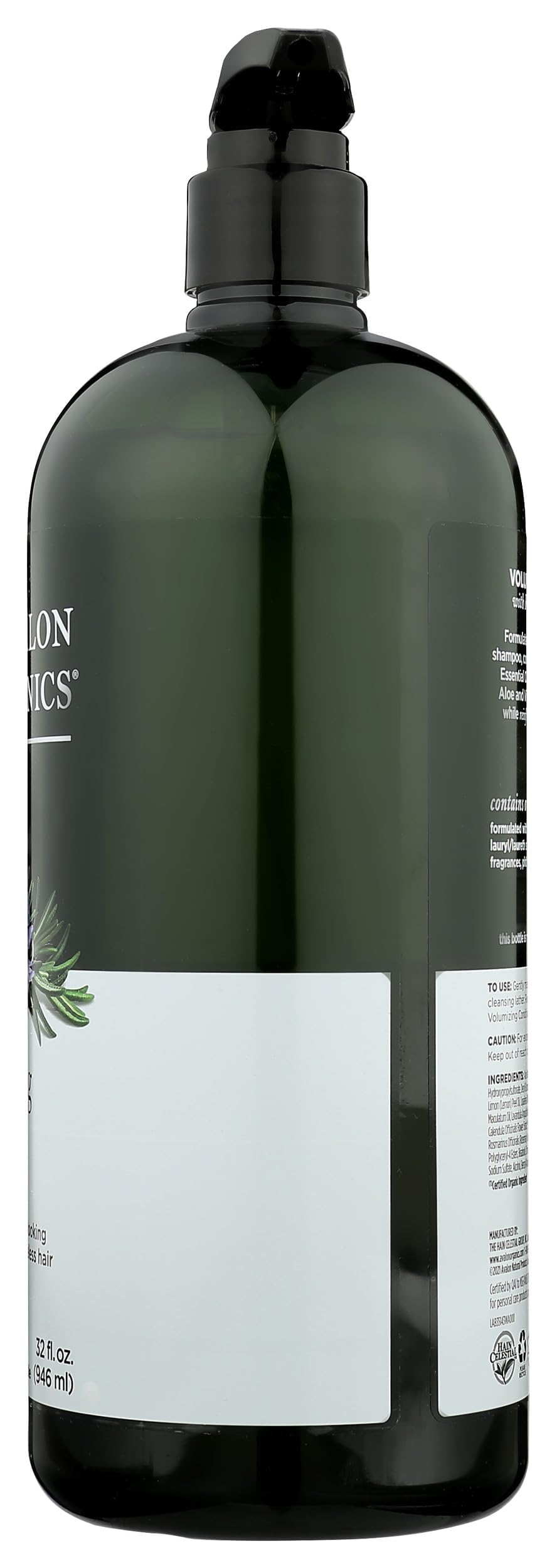 Avalon Organics Rosemary Shampoo volume emphasis suggests lifted roots and body