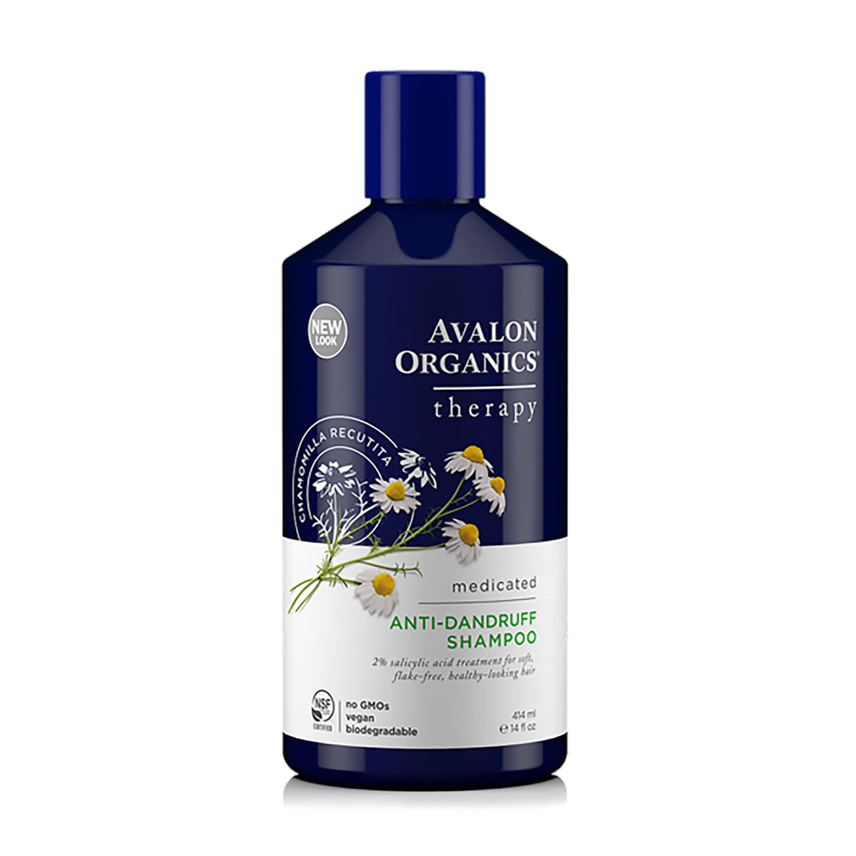 Avalon Organics Therapy Medicated Anti-Dandruff Shampoo bottle provides soothing scalp cleansing.