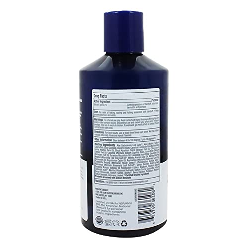 Avalon Organics Therapy Medicated Anti-Dandruff Shampoo label shows organic ingredients and salicylic acid.
