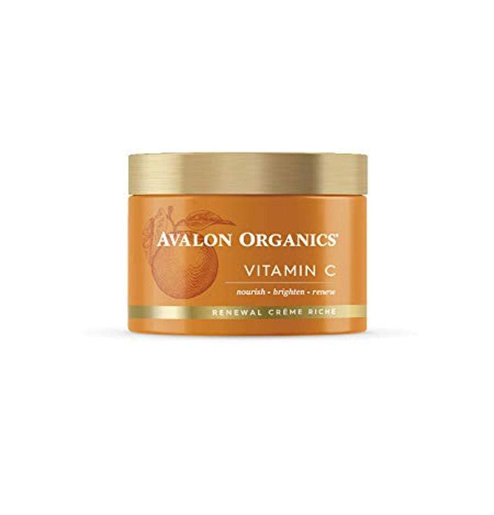 Avalon Organics Vitamin C Renewal Crème Riche jar close-up for rich overnight hydration.