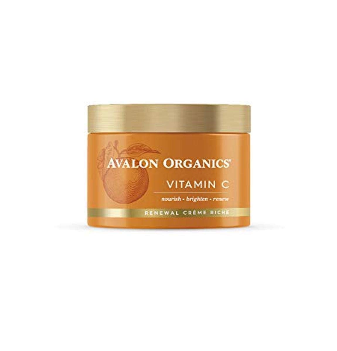 Avalon Organics Vitamin C Renewal Crème Riche jar close-up for rich overnight hydration.