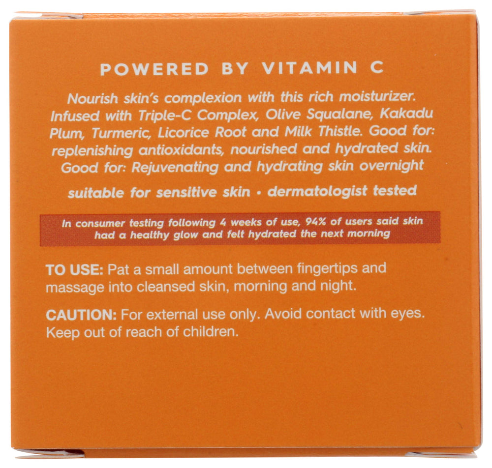 Avalon Organics Vitamin C Renewal Crème Riche texture swatch showing creamy night moisturizer for hydration.