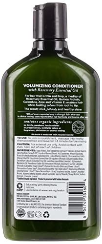 Closeup of Avalon Organics Rosemary conditioner label highlighting organic ingredients