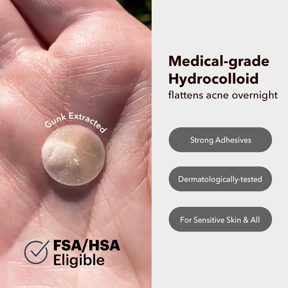 AVARELLE hydrocolloid patch with tea tree shown on skin for gentle blemish cleansing and care.