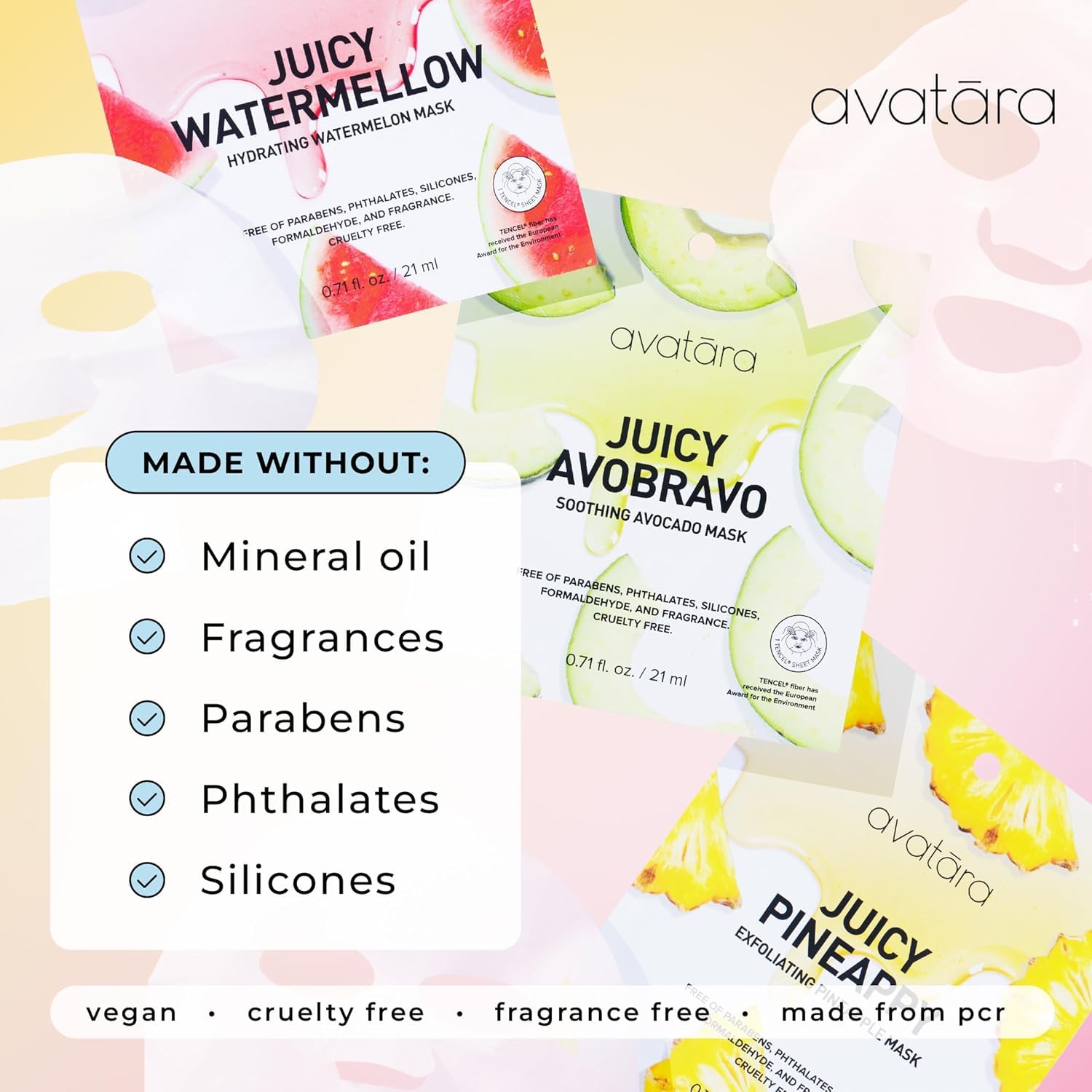 Avatara All-Stars fragrance-free ingredients image highlighting a gentle formula for sensitive skin.
