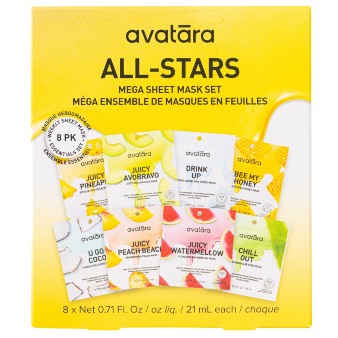 Avatara All-Stars 8-Pack box showcasing a versatile variety set for all skin concerns.