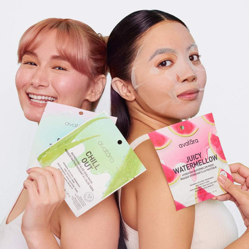Avatara All-Stars aloe mask close-up for calming, soothing skin.