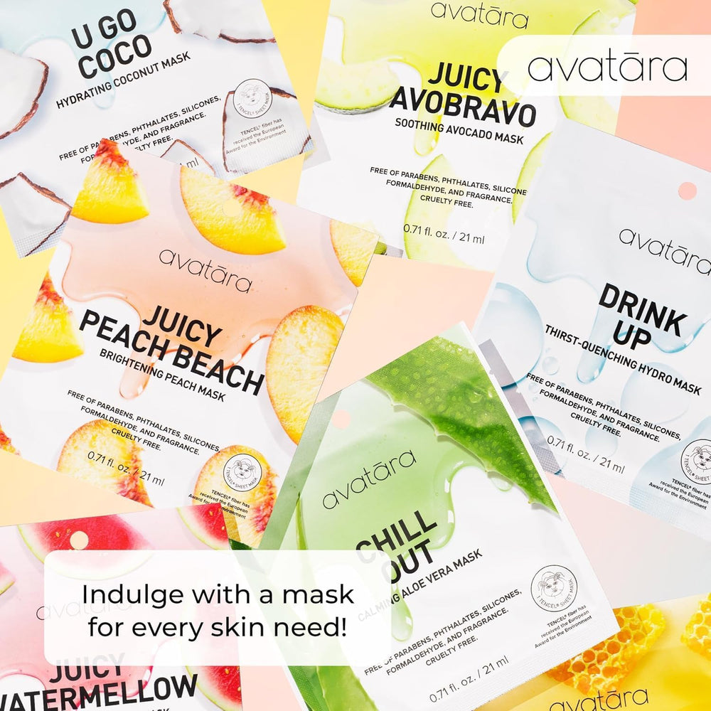 Avatara All-Stars watermelon mask close-up for hydrating, refreshed skin.