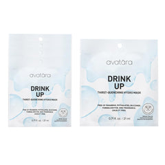 Avatara Drink Up masks pack front showing hydration-packed sheet masks for glowing skin.