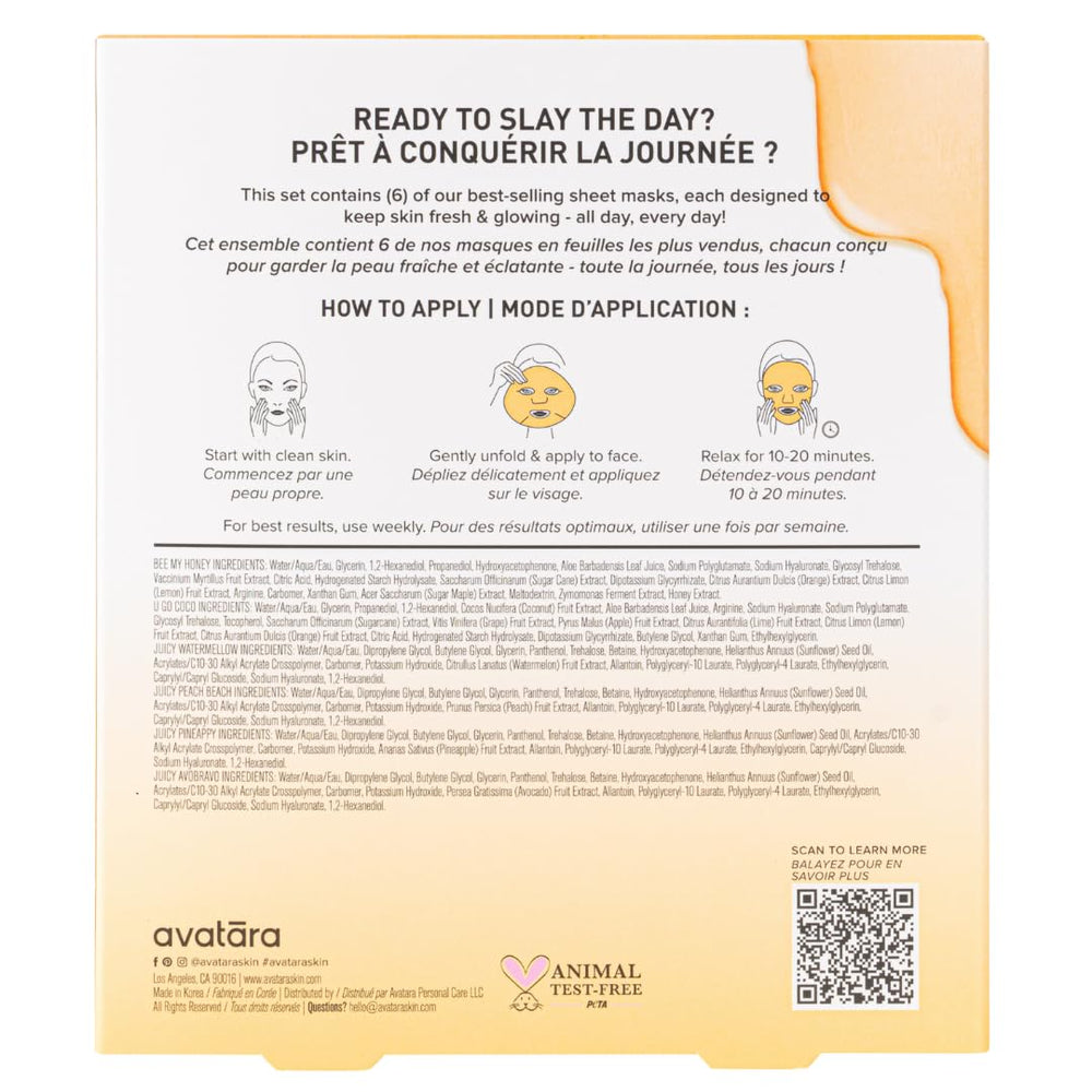 Avatara sheet masks texture close-up highlighting clean, ingredient-forward formula.