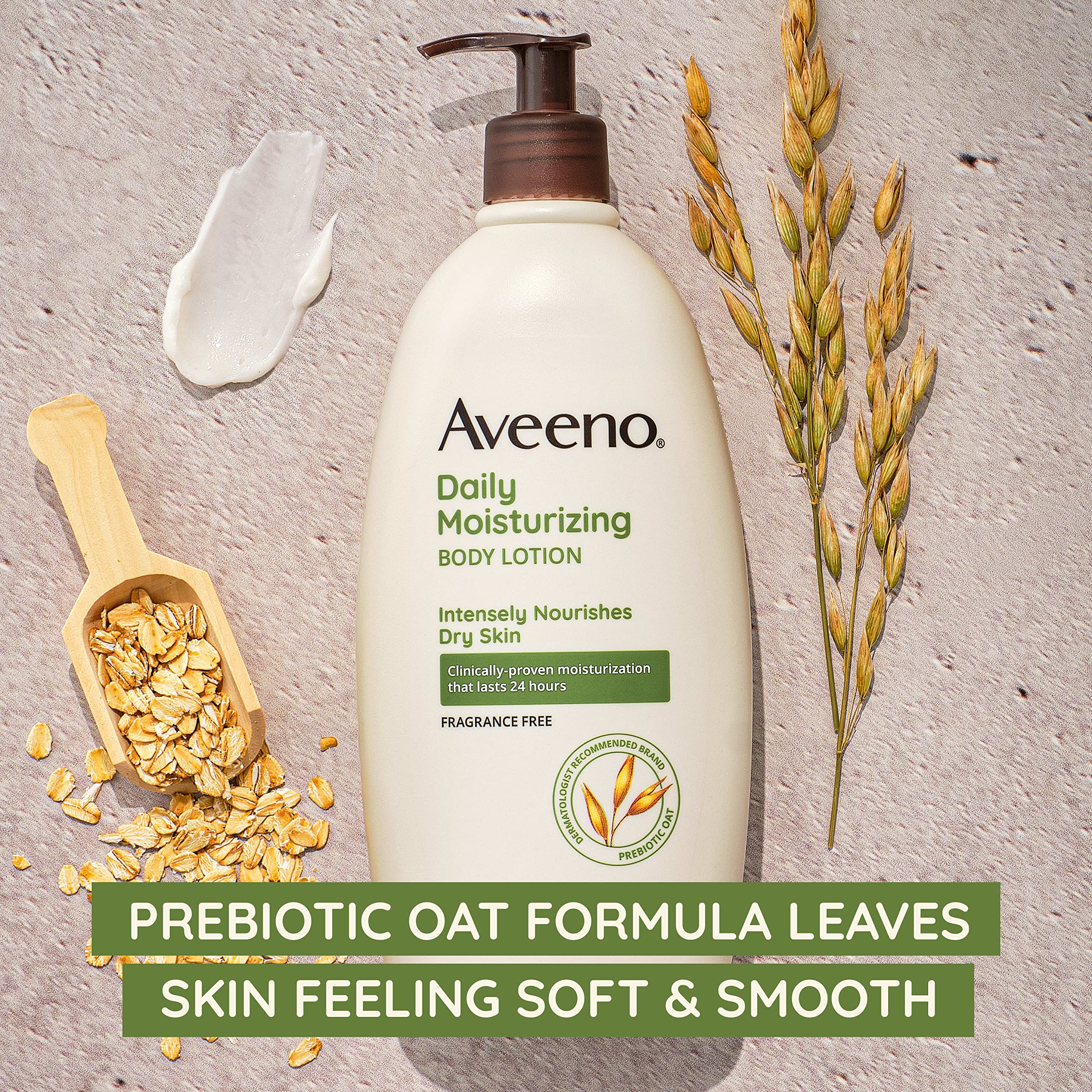 Aveeno Active Naturals oats ingredient highlighted for skin nourishment.