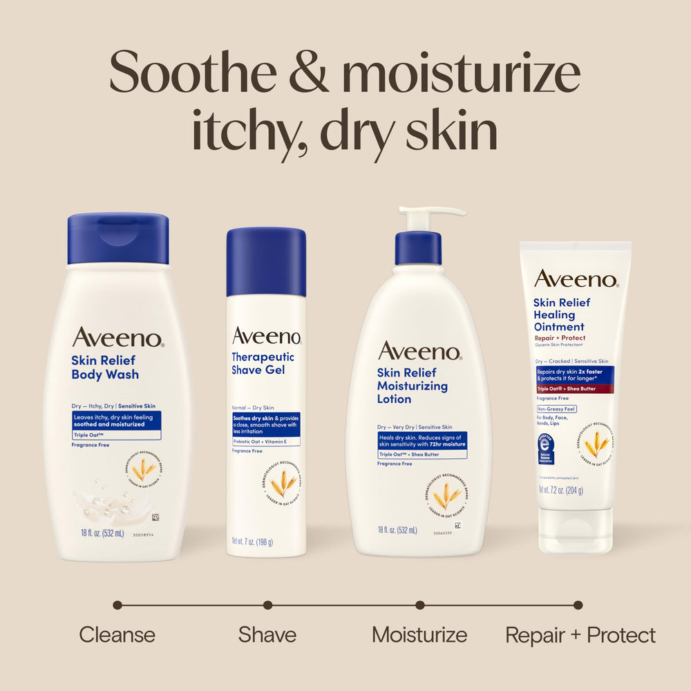 Aveeno after-shave smooth skin demonstrating reduced bumps and redness