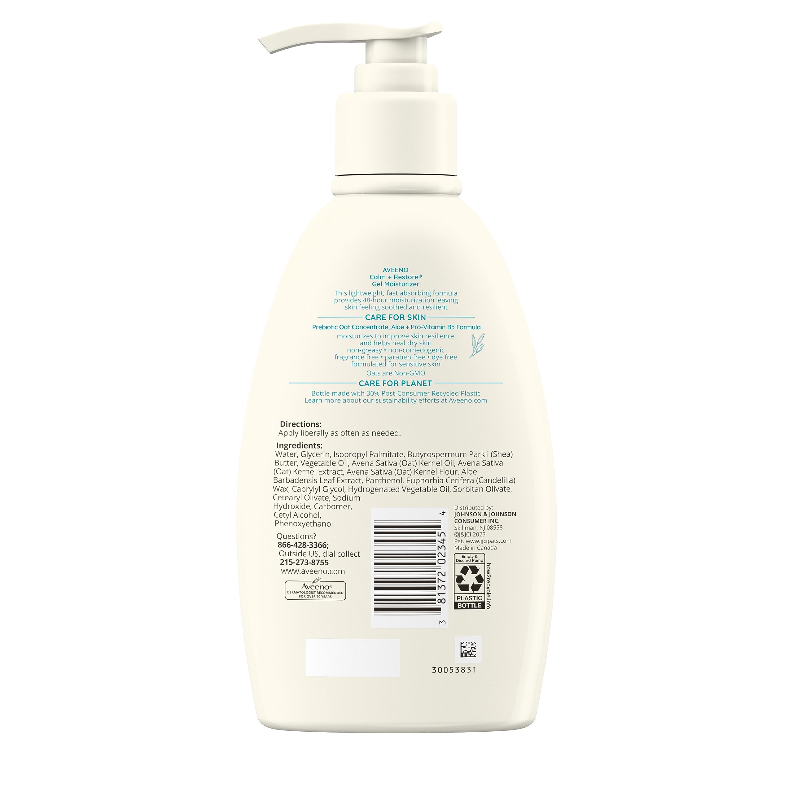 Aveeno Calm + Restore Gel dry skin close-up illustrates daily moisturizing routine.