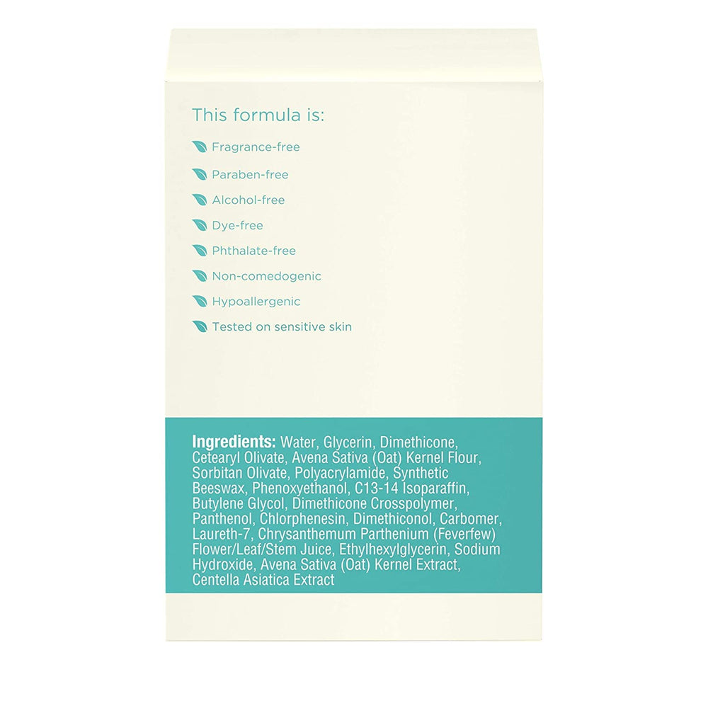 Dermatologist-recommended Aveeno Calm + Restore gel shown.