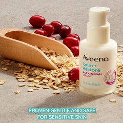 Aveeno Calm Restore cranberry extract close-up emphasizing antioxidant-rich ingredients