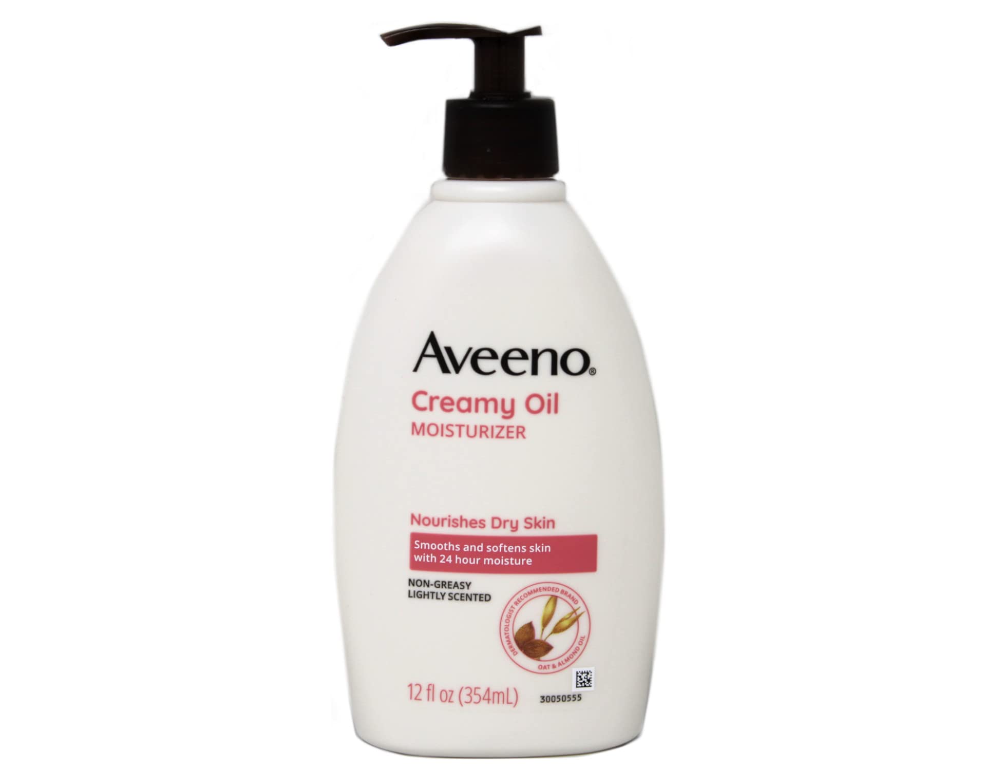 Aveeno Creamy Oil bottle shows fast-absorbing daily moisture.