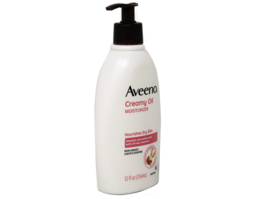 Aveeno Creamy Oil texture close-up reveals a non-greasy finish.